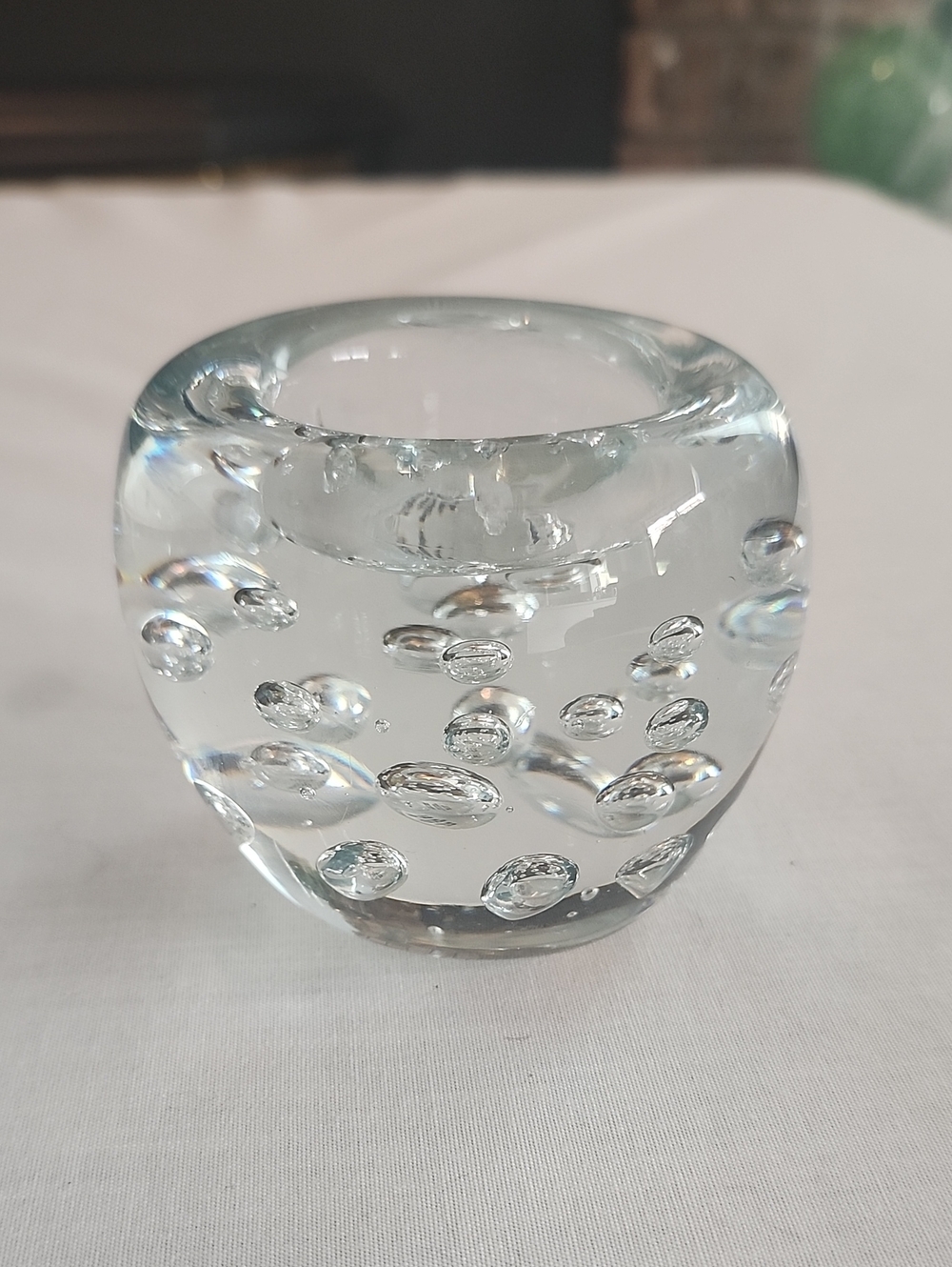Crate&Barrel Bubble Sphere Tealight Votive Clear Glass Candle Holder